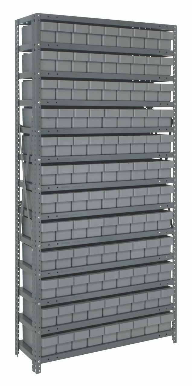 Shelving Unit, 18"D x 36"L x 75"H, heavy duty, Galvanized, Gray, Carbon Steel, 1875-604GY