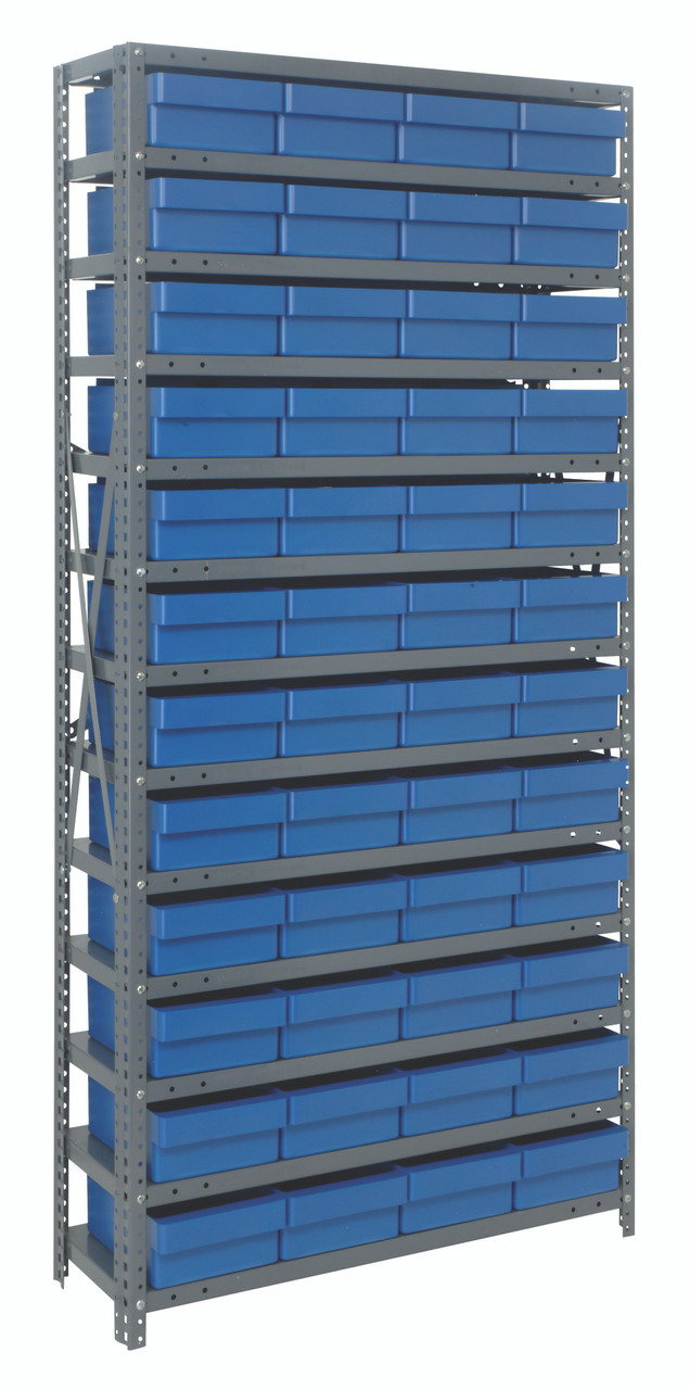 Shelving Unit, 18"D x 36"L x 75"H, heavy duty, Galvanized, Blue, Carbon Steel, 1875-606BL