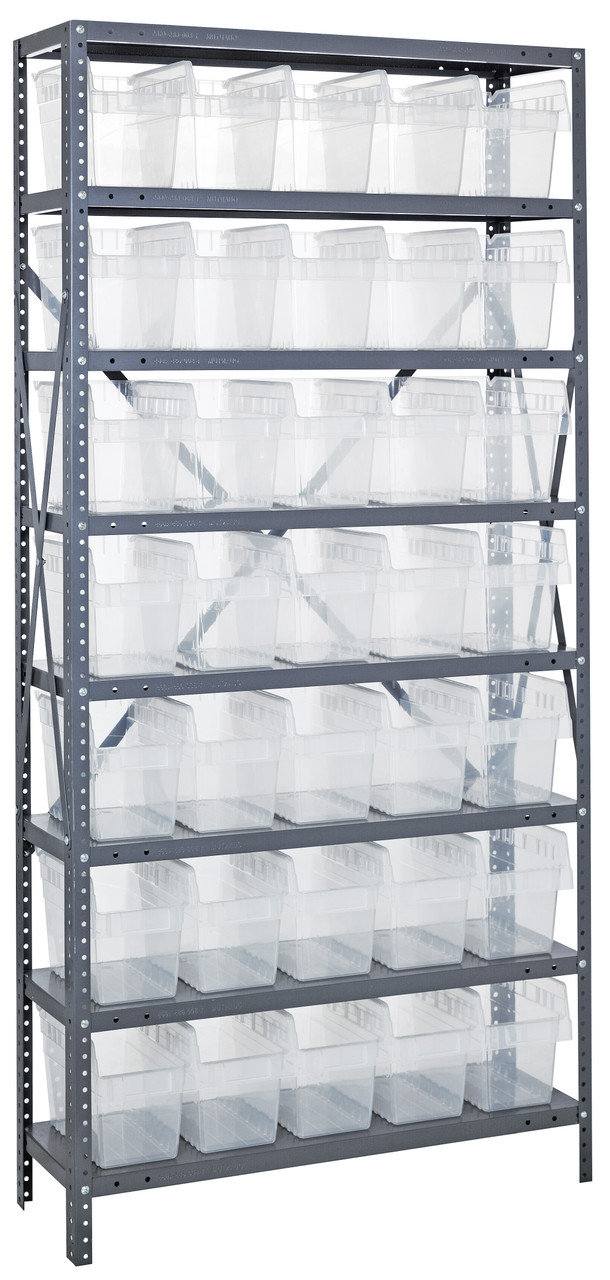 Shelving Unit, 18"D x 36"L x 75"H, heavy duty, Galvanized, Clear, Carbon Steel, 1875-SB804CL