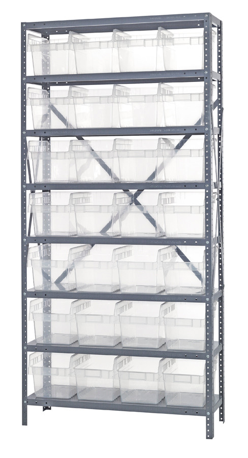 Shelving Unit, 18"D x 36"L x 75"H, heavy duty, Galvanized, Clear, Carbon Steel, 1875-SB808CL