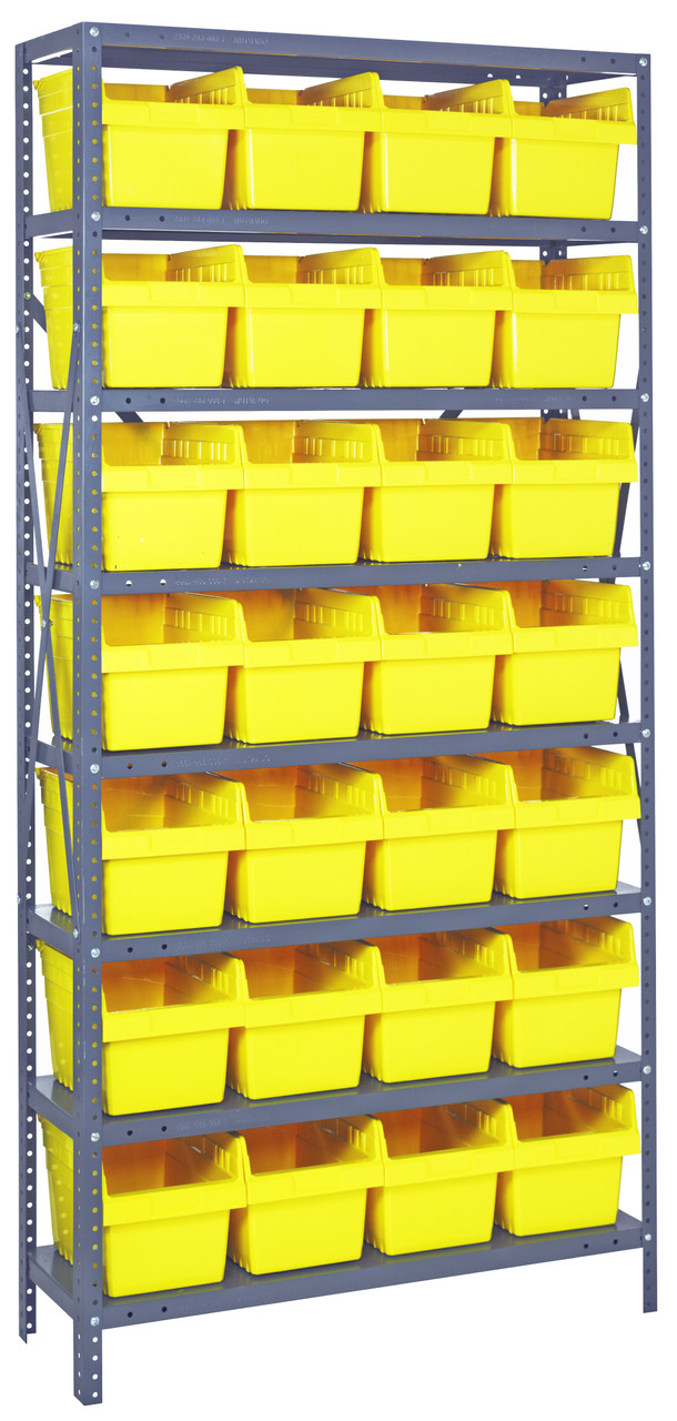 Shelving Unit, 18"D x 36"L x 75"H, heavy duty, Galvanized, Yellow, Carbon Steel, 1875-SB808YL