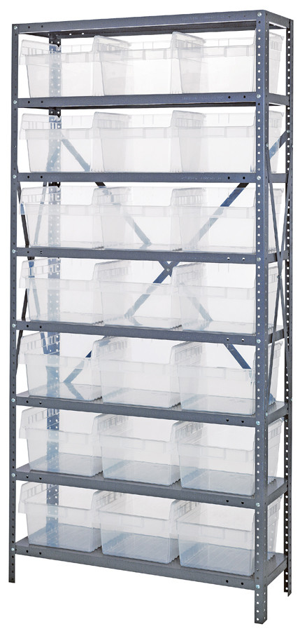Shelving Unit, 18"D x 36"L x 75"H, heavy duty, Galvanized, Clear, Carbon Steel, 1875-SB810CL
