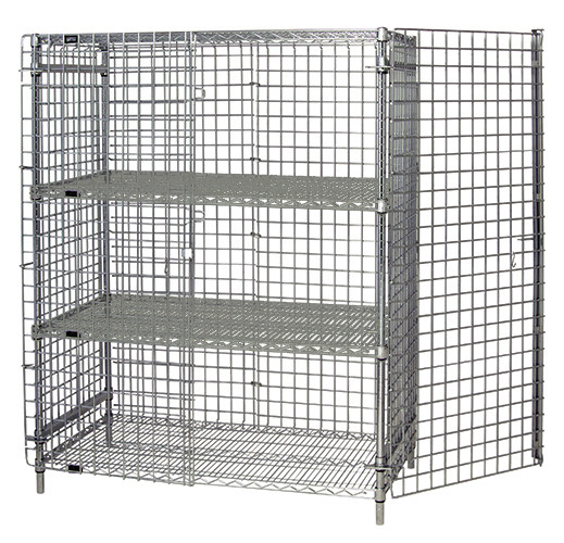 Security Unit, stationary, 60"W x 21"D x 63"H, Chrome, 0, Carbon Steel, 2160-63SEC-2