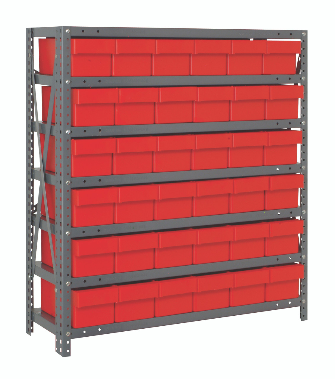 Shelving Unit, 24"D x 36"L x 39"H, heavy duty, Galvanized, Red, Carbon Steel, 2439-603RD