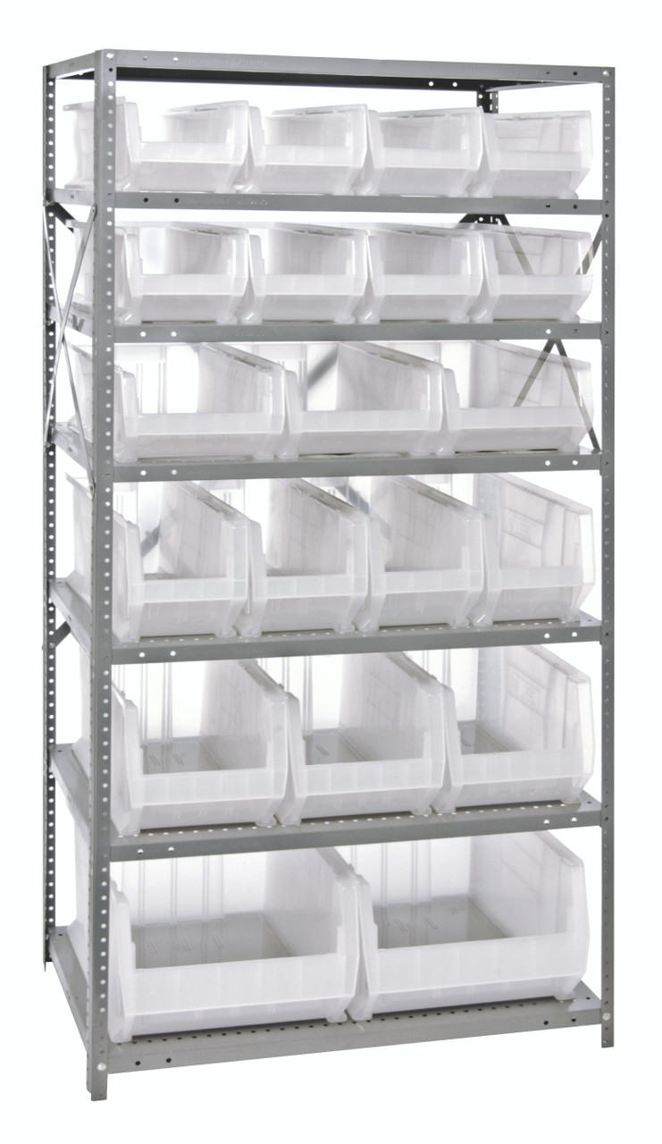 Shelving Unit, 24"D x 36"L x 75"H, heavy duty, Galvanized, Clear, Carbon Steel, 2475-20-MIXCL