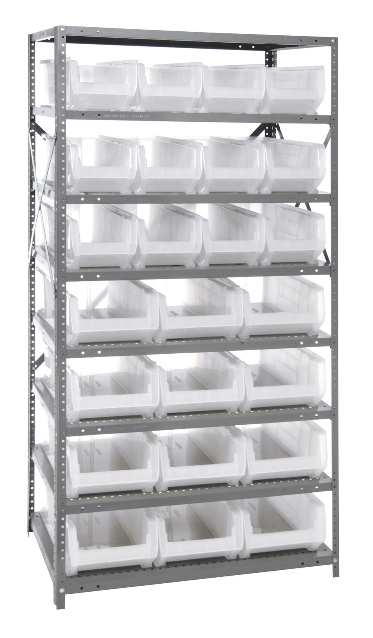 Shelving Unit, 24"D x 36"L x 75"H, heavy duty, Galvanized, Clear, Carbon Steel, 2475-950952CL