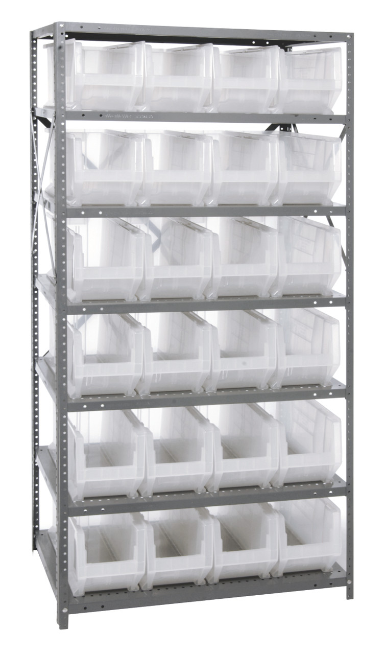 Shelving Unit, 24"D x 36"L x 75"H, heavy duty, Galvanized, Clear, Carbon Steel, 2475-951CL