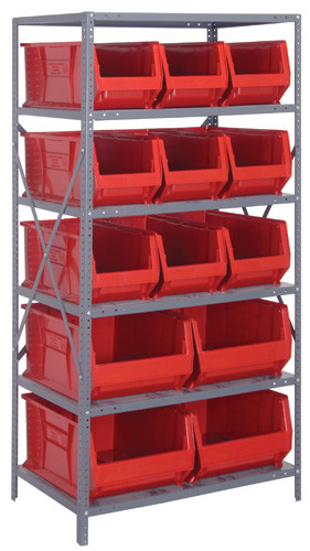 Shelving Unit, 24"D x 36"L x 75"H, heavy duty, Galvanized, Blue, Carbon Steel, 2475-953954BL