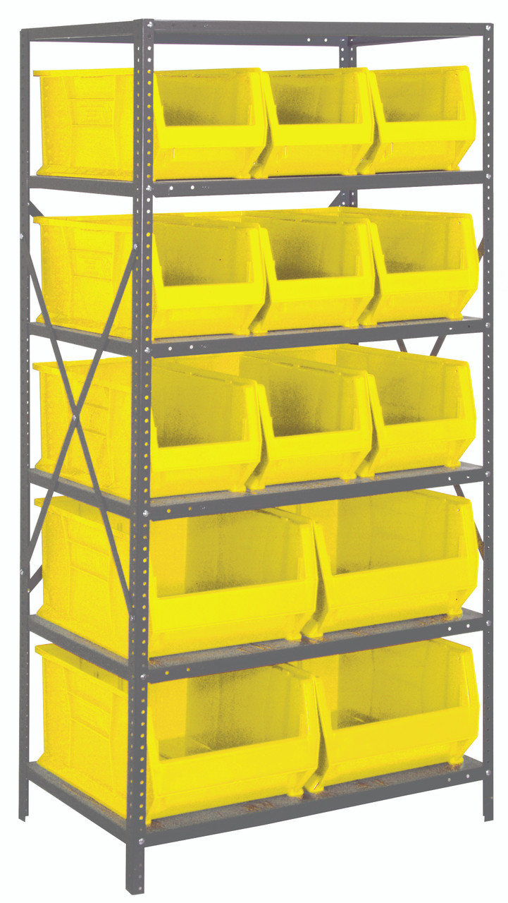 Shelving Unit, 24"D x 36"L x 75"H, heavy duty, Galvanized, Yellow, Carbon Steel, 2475-953954YL