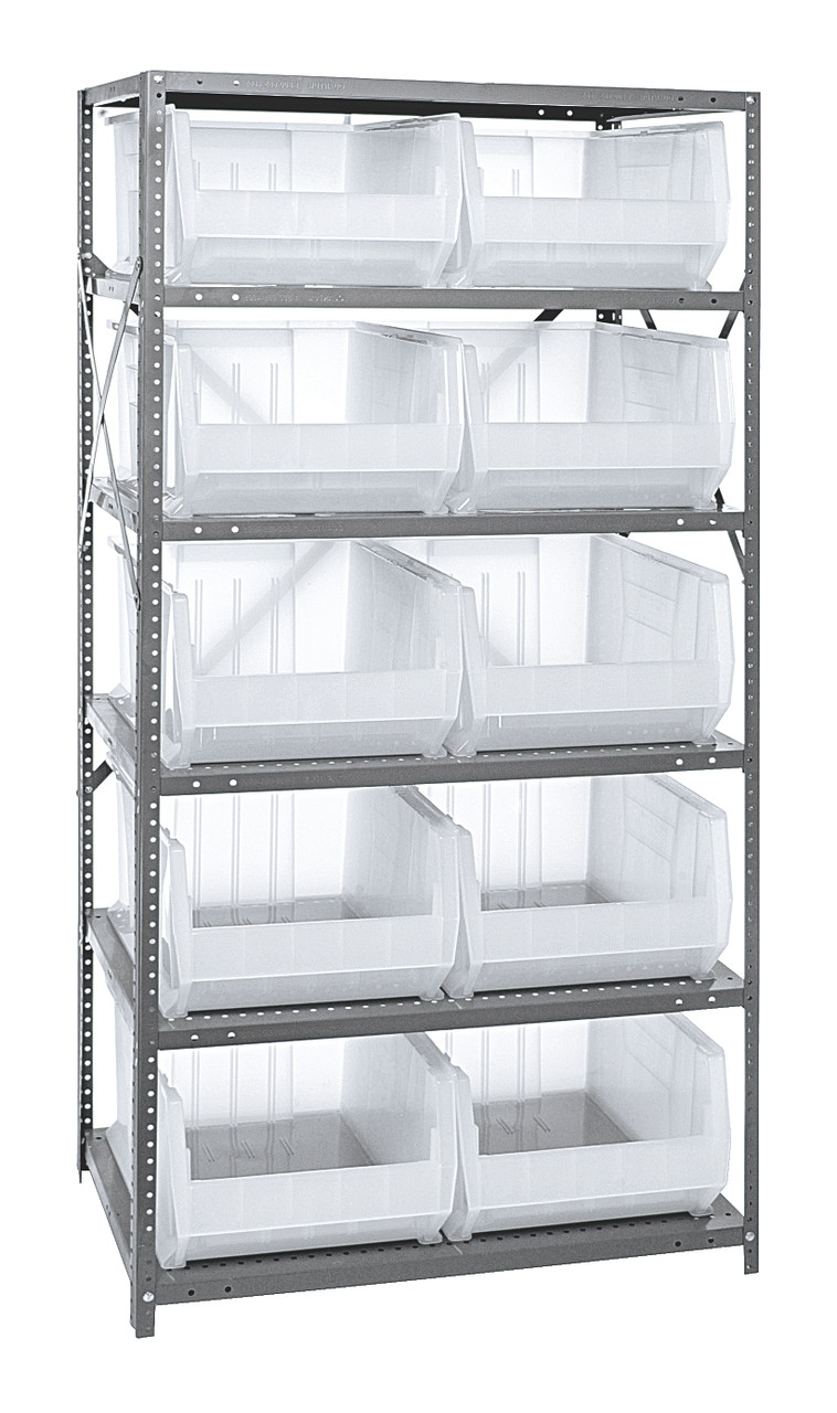 Shelving Unit, 24"D x 36"L x 75"H, heavy duty, Galvanized, Clear, Carbon Steel, 2475-954CL