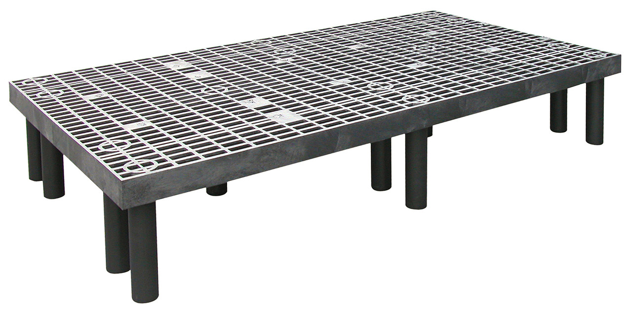 Polymer Dunnage Rack, vented, 1500 lb. load capacity, Black, 0, Polythylene, 663612DPP