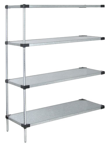 Solid Shelving Add-On Kit, 24"W x 21"D x 54"H, 300 - 600 lb. capacity, Galvanized, 0, Carbon Steel, AD54-2124SG