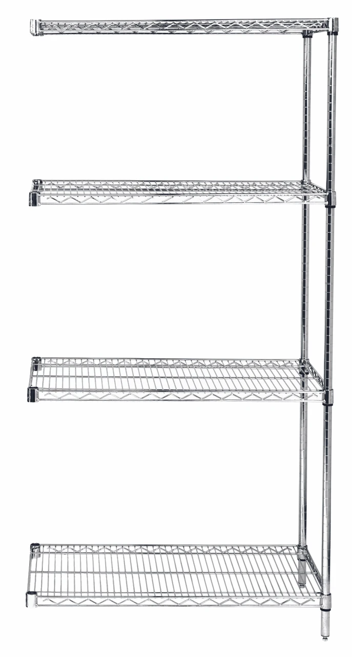Wire Shelving Add-On Kit, 54"W x 24"D x 63"H, 600 - 800 lb. capacity, Chrome, 0, Carbon Steel, AD63-2454C