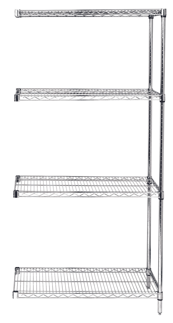 Wire Shelving Add-On Kit, chrome 74in, Chrome, 0, Carbon Steel, AD74-2448C