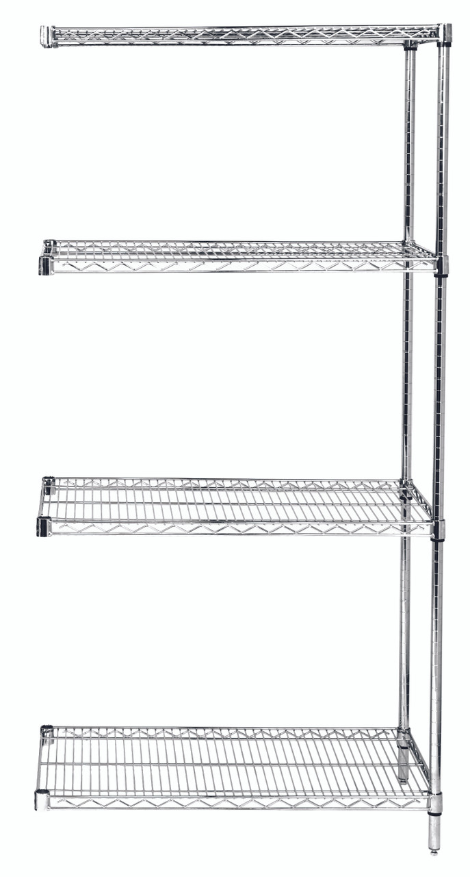 Wire Shelving Add-On Kit, 48"W x 12"D x 86"H, 600 - 800 lb. capacity, Chrome, 0, Carbon Steel, AD86-1248C