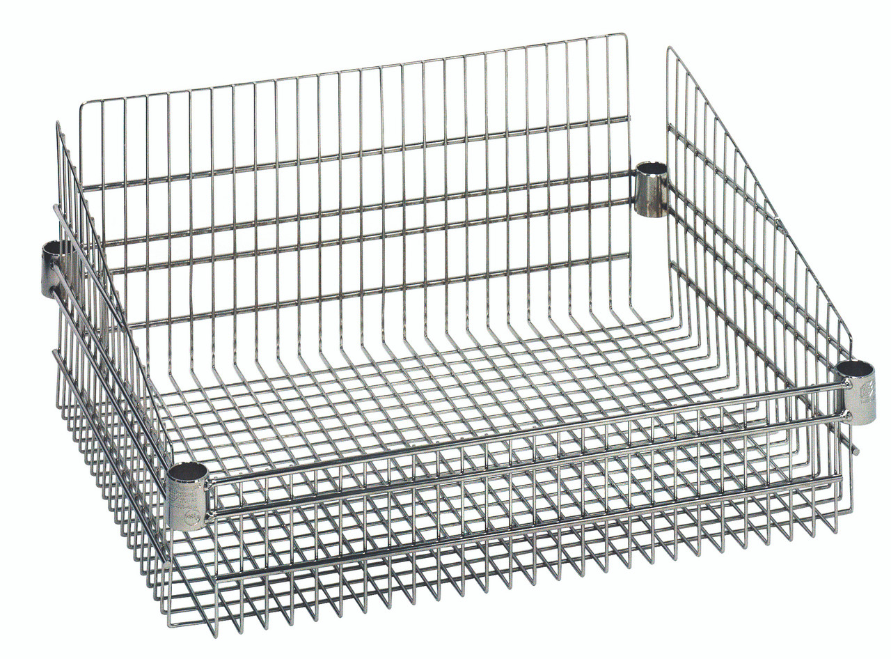 Basket, post mount, 18"W x 24"L x 10"H, Chrome, 0, Carbon Steel, BSK1824C