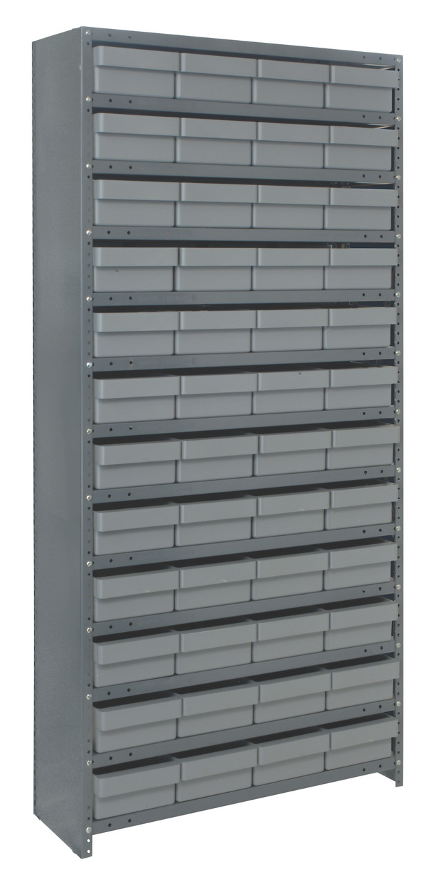 Shelving Unit, closed, 12"D x 36"L x 75"H, Galvannized, Gray, Carbon Steel, CL1275-467GY