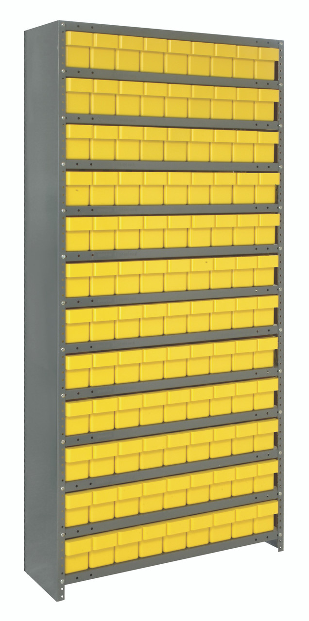 Shelving Unit, closed, 12"D x 36"L x 75"H, Galvannized, Yellow, Carbon Steel, CL1275-501YL