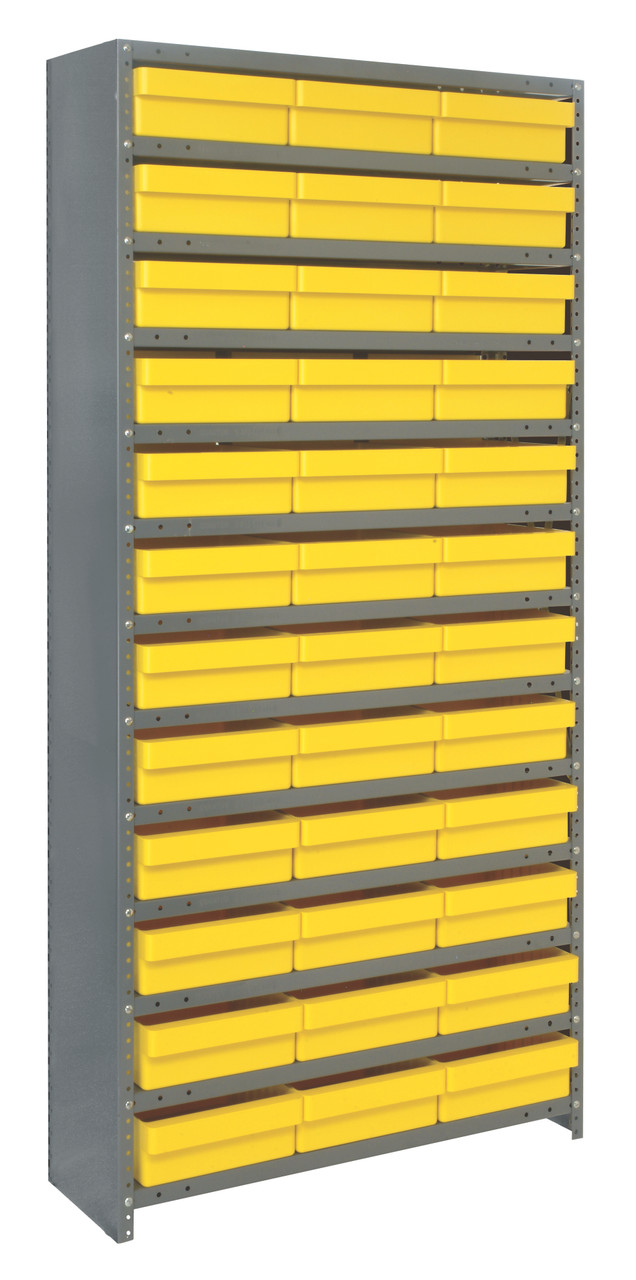 Shelving Unit, closed, 12"D x 36"L x 39"H, Galvannized, Yellow, Carbon Steel, CL1275-678YL