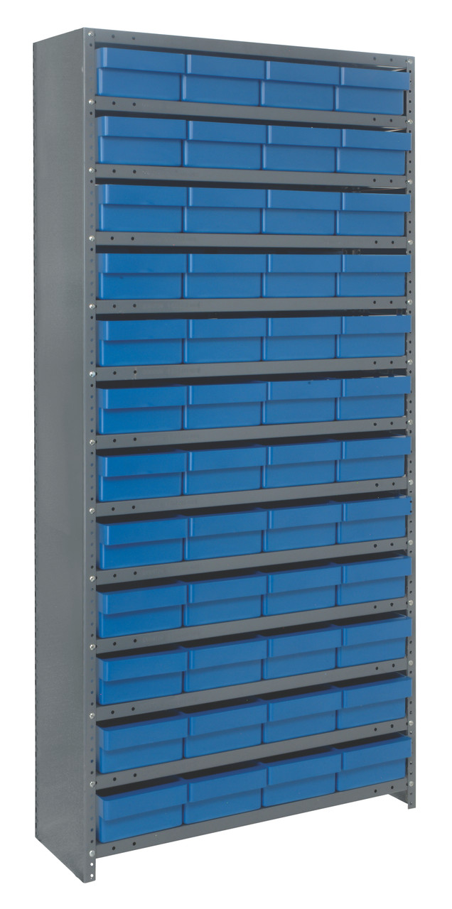 Shelving Unit, closed, 12"D x 36"L x 75"H, Galvannized, Blue, Carbon Steel, CL1275-701BL
