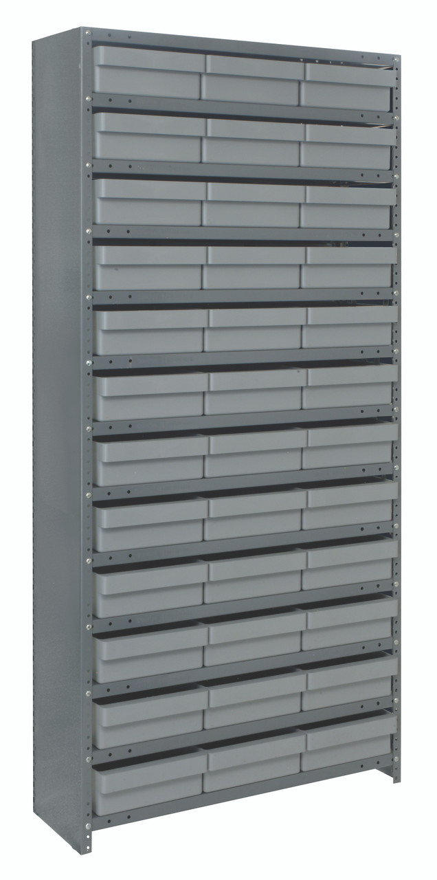 Shelving Unit, closed, 12"D x 36"L x 75"H, Galvannized, Gray, Carbon Steel, CL1275-801GY
