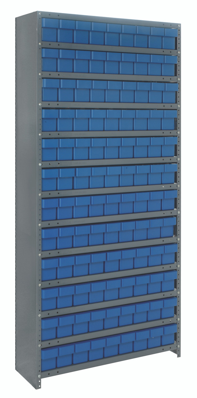 Shelving Unit, closed, 18"D x 36"L x 75"H, Galvannized, Blue, Carbon Steel, CL1875-604BL