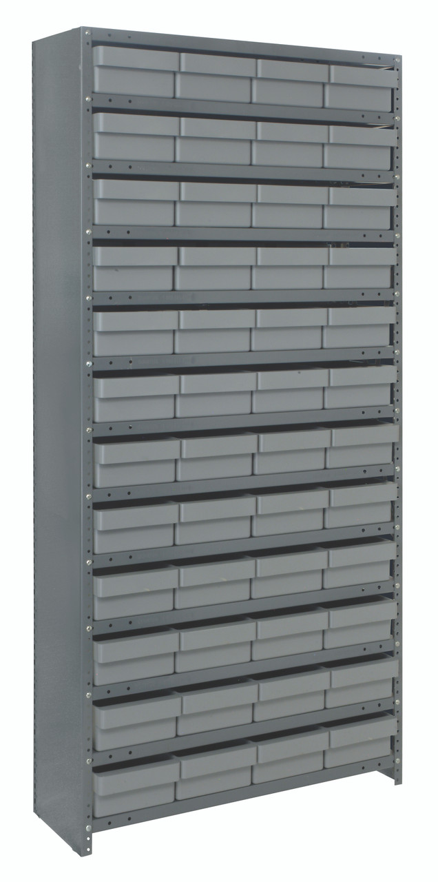 Shelving Unit, closed, 18"D x 36"L x 75"H, Galvannized, Gray, Carbon Steel, CL1875-606GY