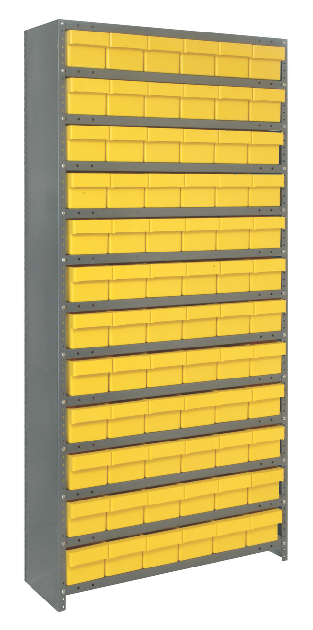 Shelving Unit, closed, 18"D x 36"L x 75"H, Galvannized, Yellow, Carbon Steel, CL1875-626YL
