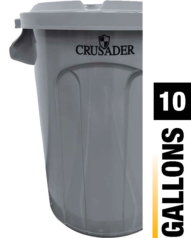 Crusader Round Heavy-duty Utility Container, 10 Gallon, 15-3/5" Dia. x 17-3/10" H, Red, 0, Polyethylene, CTC-10RD
