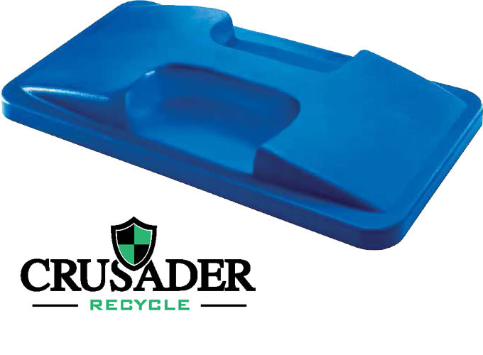 Crusader Thin Recycling Container Flat Lid with Handle, Polypropylene, Green, Grren, 0, Polypropylene, CTH-LHFTGN