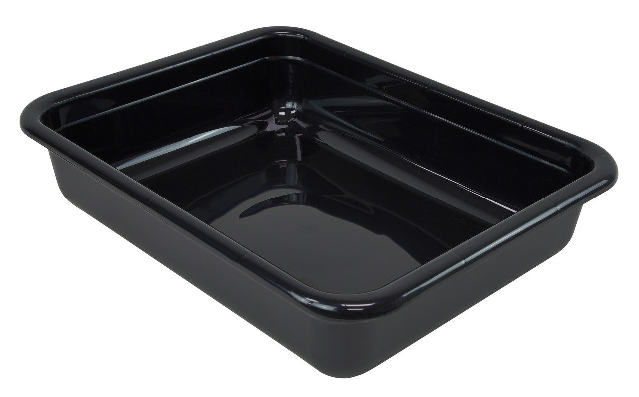 Bussing Tub, 15"W x 20"L x 5"H, flat bottom, Black, Black, Polypropylene, Case of 180, FSB-20155BKNB