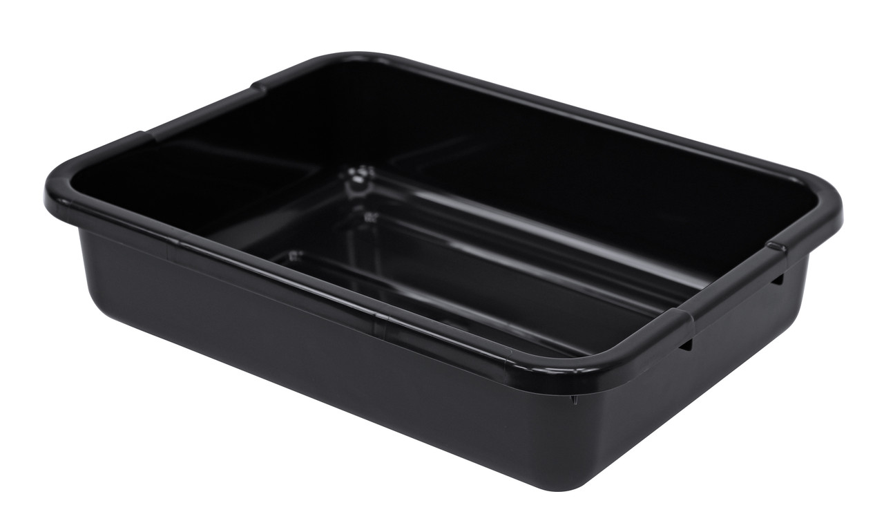 Bussing Tub, 15"W x 21"L x 5"H, ribbed bottom, Black, Black, Polypropylene, Case of 174, FSB-21155RBKNB