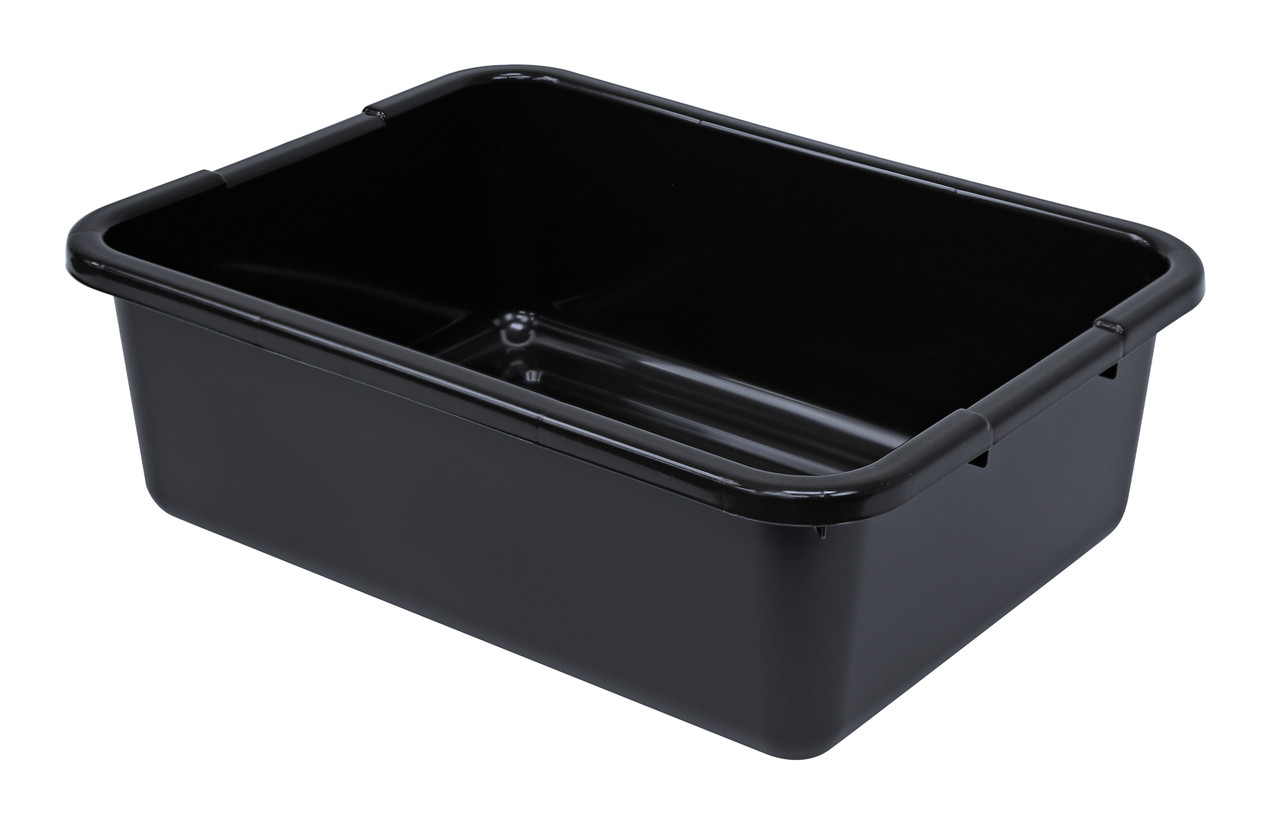 Bussing Tub, 15"W x 21"L x 7"H, ribbed bottom, Black, Black, Polypropylene, Case of 175, FSB-21157RBKNB