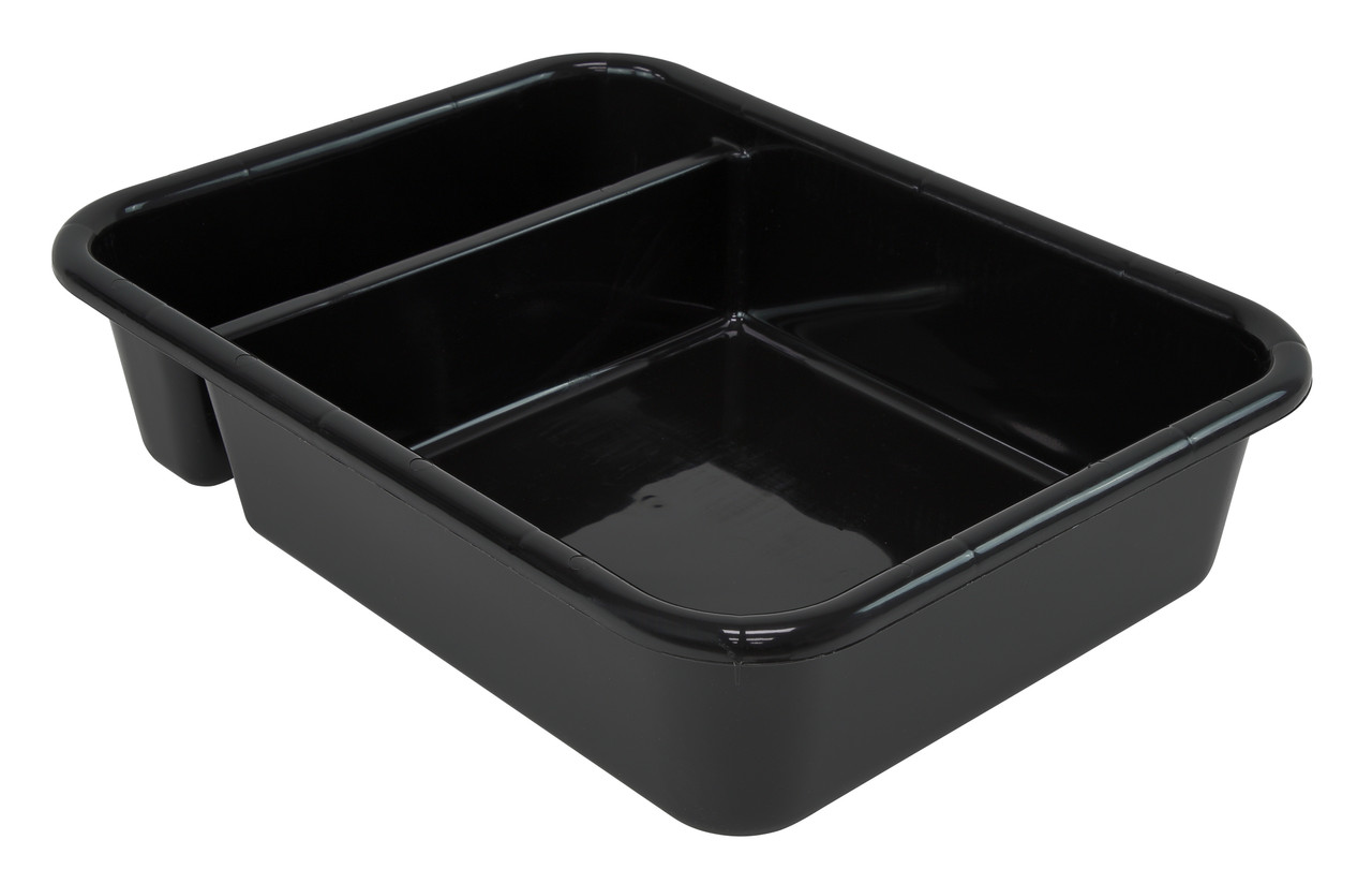 Bussing Tub, 15"W x 20"L x 5"H, (2) compartment, Black, Black, Polypropylene, FSB-21165BKCS