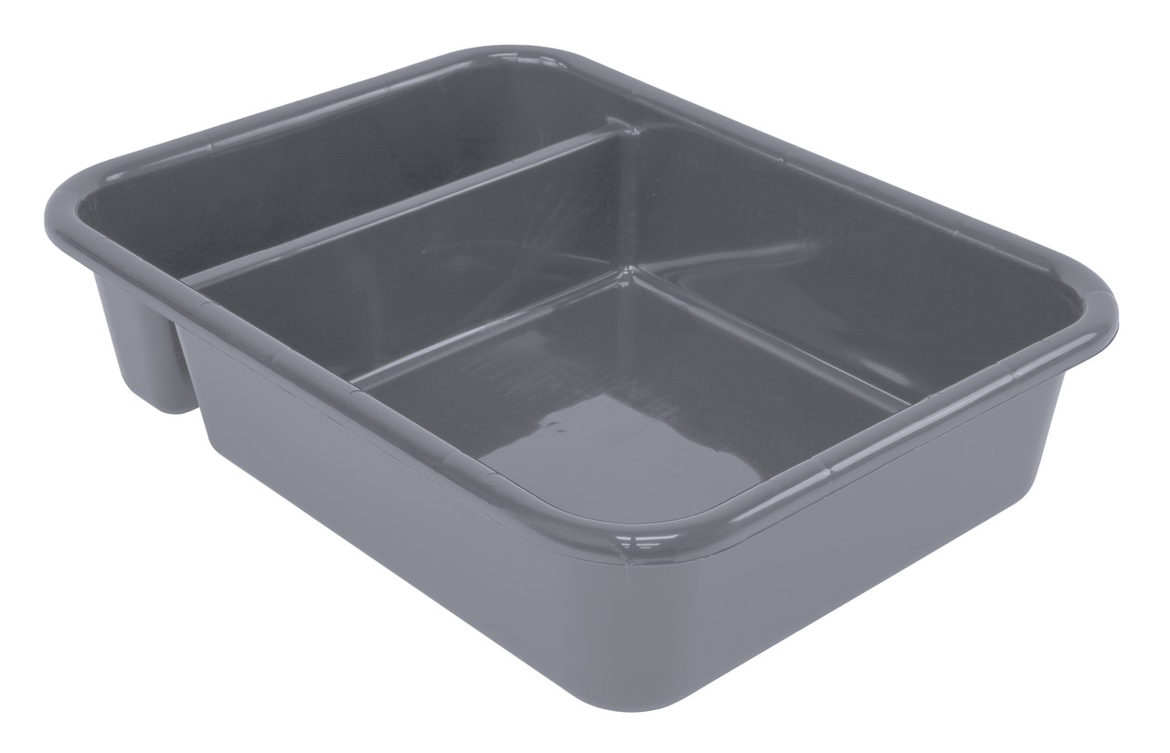 Bussing Tub, 15"W x 20"L x 5"H, (2) compartment, Gray, Gray, Polypropylene, FSB-21165GY