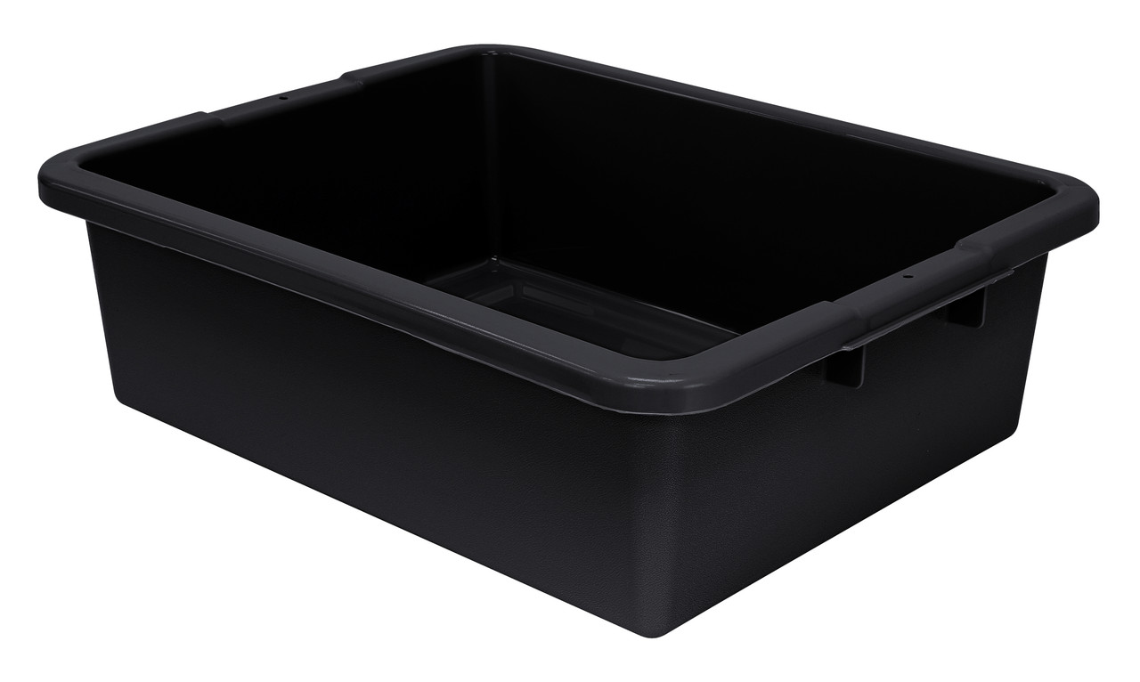 Bussing Tub, 17"W x 21-1/2"L x 7"H, ribbed bottom, Black, Black, Polypropylene, FSB-22177RBKCS