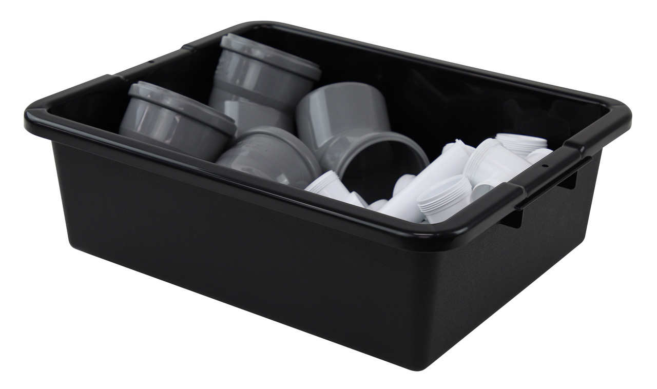 Bussing Tub, 17"W x 21-1/2"L x 7"H, ribbed bottom, Black, Black, Polypropylene, Case of 100, FSB-22177RBKNB
