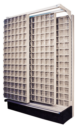 Gondola Slider System, 48"W x 19"D x 75"H, includes: (8) 5-1/4"L x 23-5/8"W x 6-1/2"H (QTB305), Ivory, White, Carbon Steel, G-725569-56WT