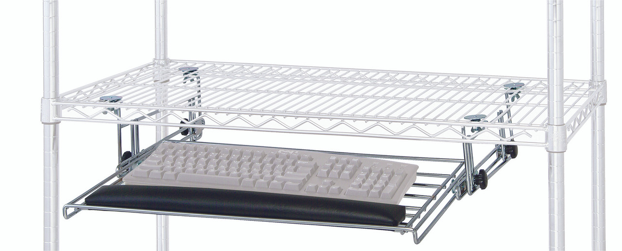 Keyboard Shelf, 25-1/4"W x 15"D x 4-1/4"H, 6" height adjustment, Chrome, 0, Carbon Steel, KEYBD
