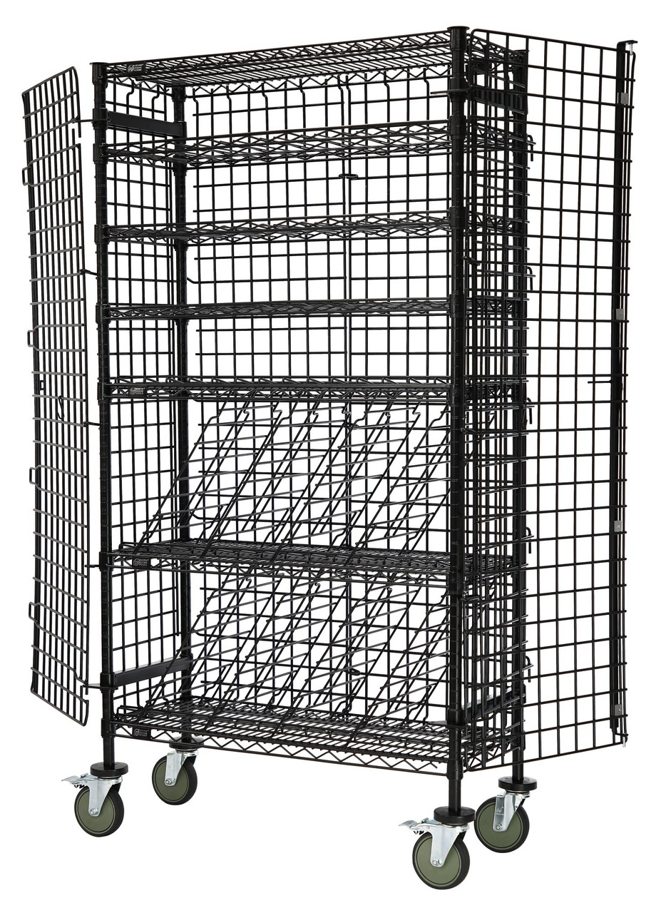 Mixed Wine Security Unit, mobile, 36"W x 14"D x 74"H, Epoxy Coated, Black, 0, Carbon Steel, M1436-69MIXSECBK