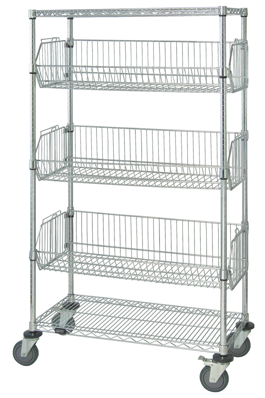Basket Unit, mobile, 36"W x 18"D x 69"H, Chrome, 0, Carbon Steel, M1836BC6C