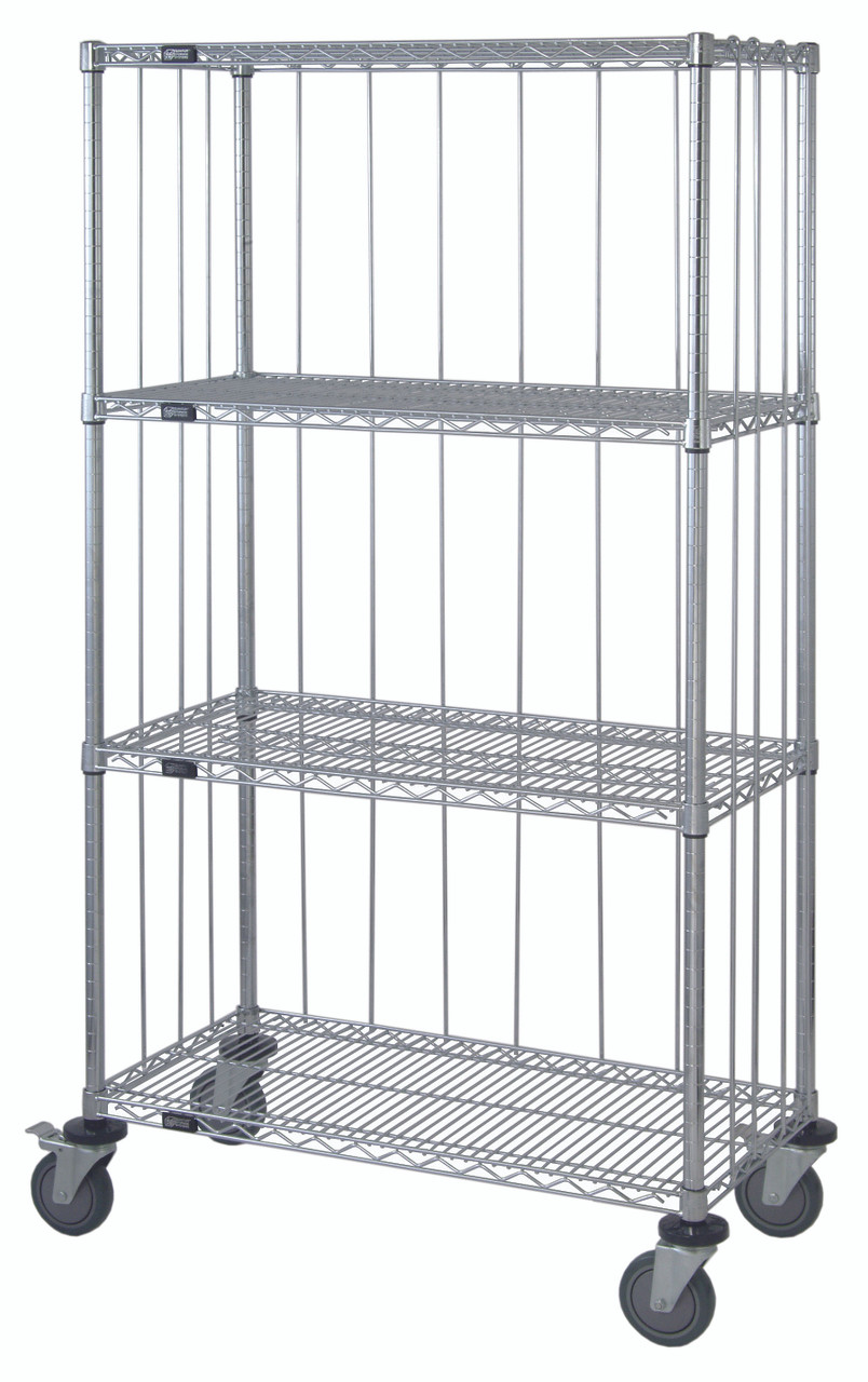 Mobile Enclosure Cart, 36"W x 18"D x 69"H, includes: (4) wire shelves, Chrome, 0, Carbon Steel, M1836C46RE
