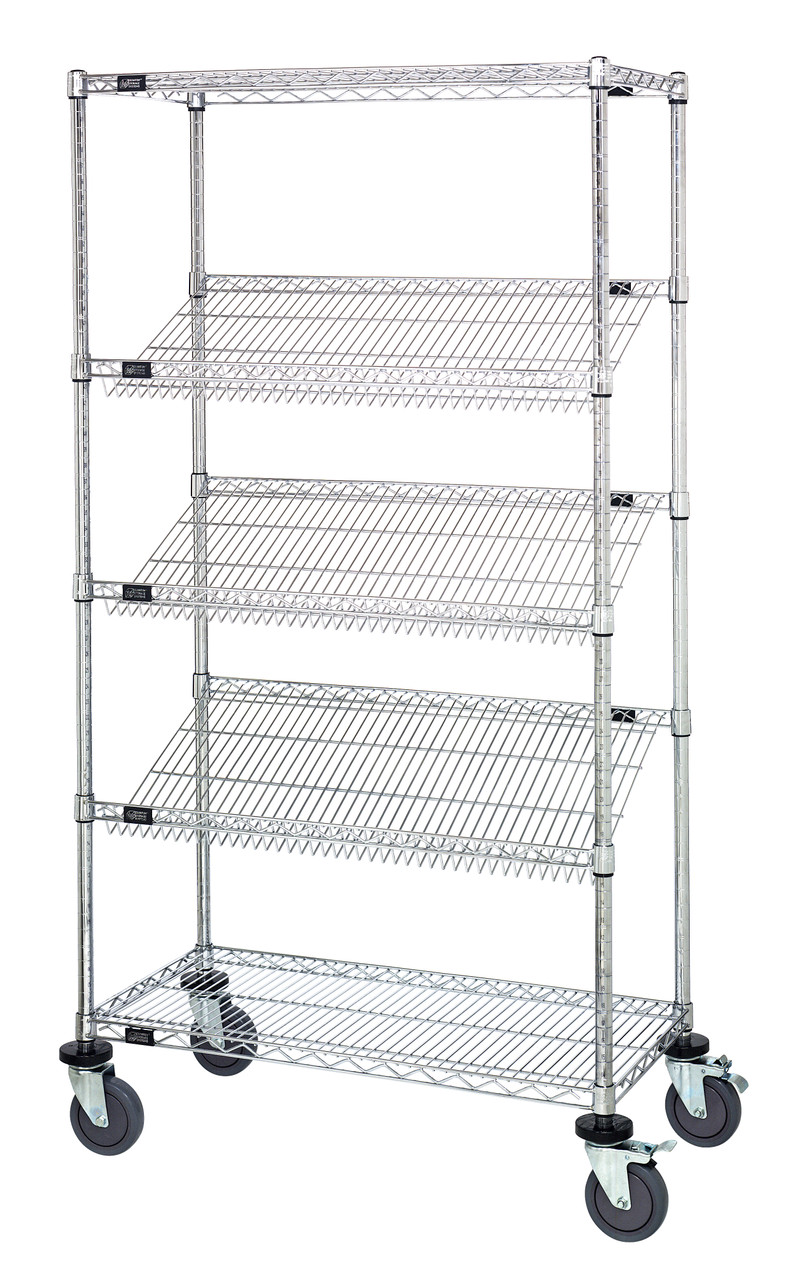 Mobile Cart, 36"W x 18"D x 63"H, includes: (2) flat wire shelves, Chrome, 0, Carbon Steel, M1836SL6C