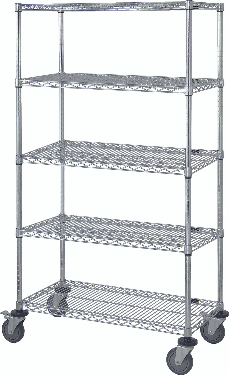 Mobile Cart, 48"W x 18"D x 69"H, includes: (5) wire shelves, Chrome, 0, Carbon Steel, M1848C46-5