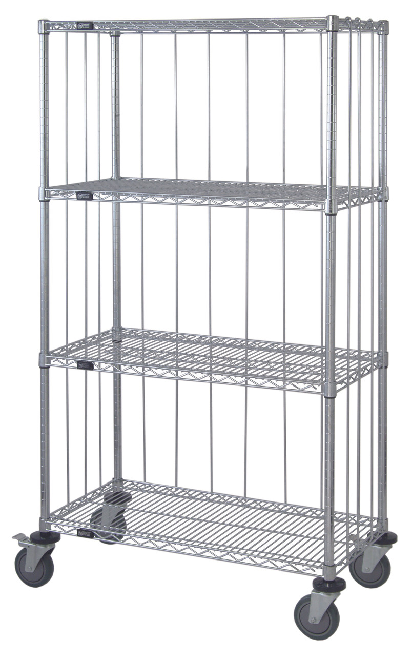 Mobile Enclosure Cart, 48"W x 18"D x 69"H, includes: (4) wire shelves, Chrome, 0, Carbon Steel, M1848C46RE
