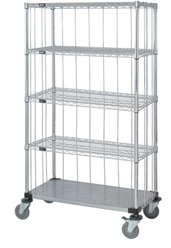 Mobile Enclosure Cart, 48"W x 18"D x 69"H, includes: (4) wire shelves, Chrome/Galvanized, 0, Carbon Steel, M1848CG46RE-5
