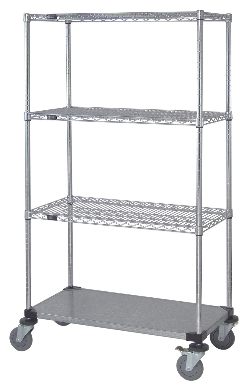Mobile Cart, 48"W x 18"D x 80"H, includes: (3) wire shelves, Chrome/Galvanized, 0, Carbon Steel, M1848CG47