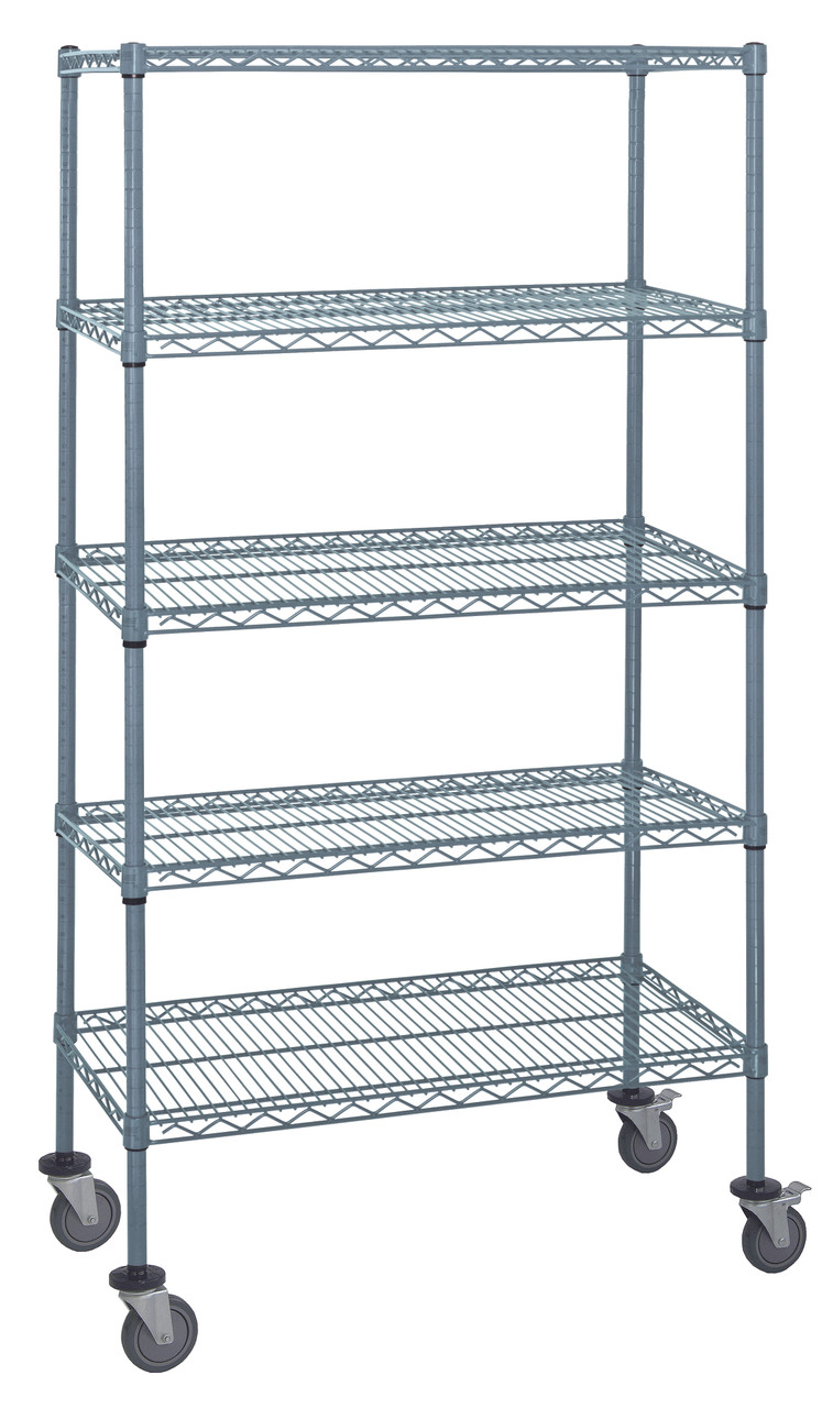 Mobile Cart, 48"W x 18"D x 80"H, includes: (5) wire shelves, Epoxy Coated, Gray, 0, Carbon Steel, M1848GY47-5