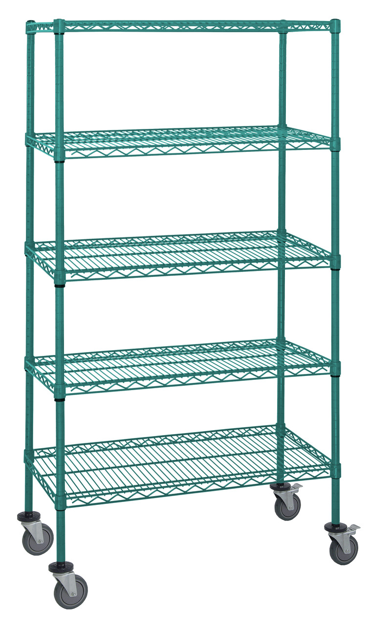 Mobile Cart, 60"W x 18"D x 80"H, 1200 lbs. load capacity, Epoxy Coated, Green, 0, Carbon Steel, M1860P47-5LH57C