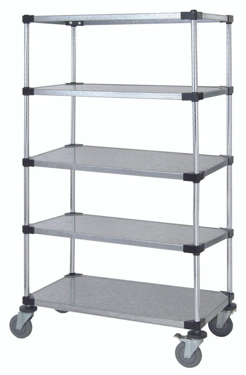 Mobile Cart, 60"W x 18"D x 80"H, includes: (5) solid galvanized steel shelves, Galvanized, 0, Carbon Steel, M1860SG47-5